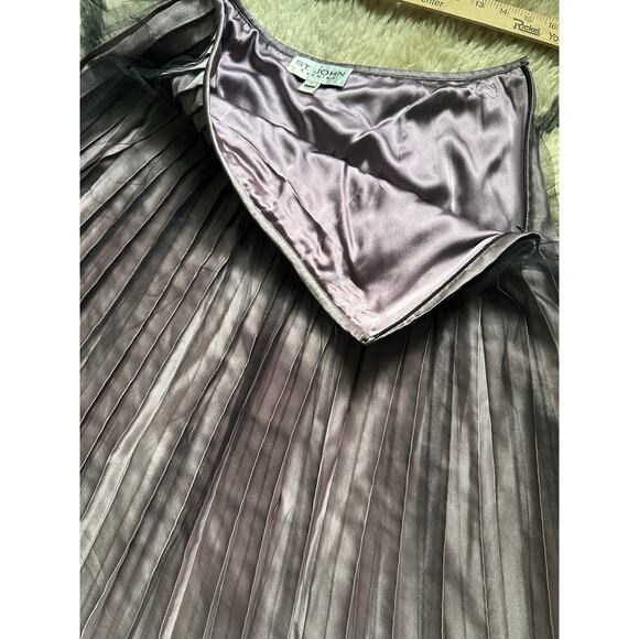 St. John evening Collection Pleated Metallic Skirt pink black tutu knee sz 8 - Picture 10 of 16